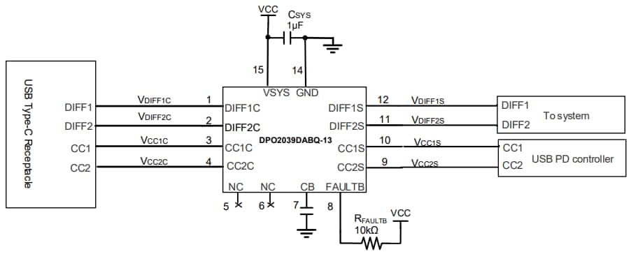 Application Circuit Diagram - Diodes Incorporated DPO2039DABQ Dataline OVP Switch